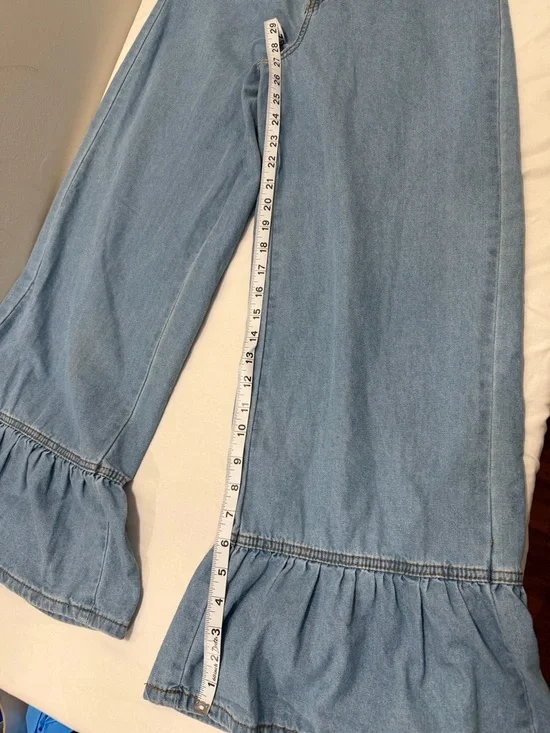 SHEIN Light Blue Flare Ruffle Jeans - Picture 3 of 7